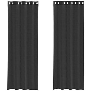 vidaXL Perdele Voile cu Oeli 2 buc Negru 140x260 cm