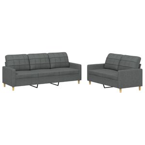vidaXL Set de canapele cu perne, 2 piese, gri &icirc;nchis, textil