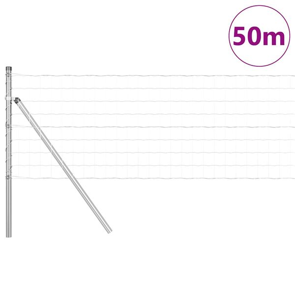vidaXL Gard cu Stâlp Argintiu 0,6 x 50 m Oțel și PVC