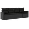 vidaXL Set mobilier de grădină cu perne, 4 piese, negru, poliratan