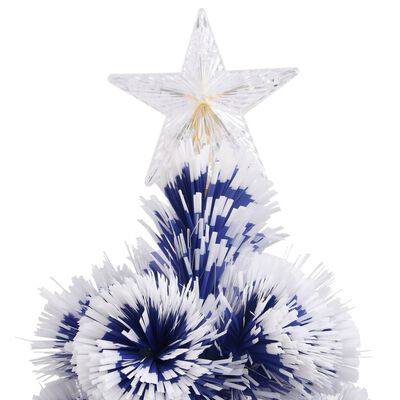 vidaXL Brad Crăciun artificial luminat alb&albastru 180cm fibră optică