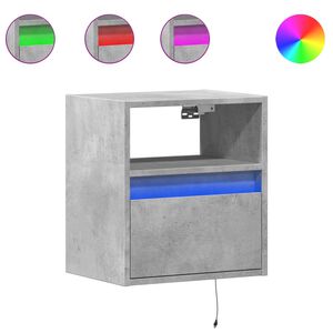 vidaXL Comodă TV de perete cu lumini LED, gri beton, 41x31x45 cm