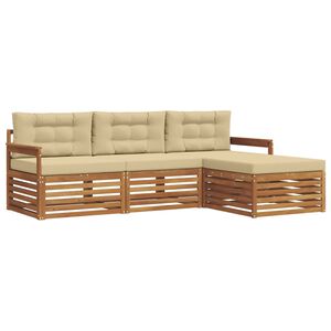 vidaXL Set de canapele de exterior cu pernă Natural și Bej