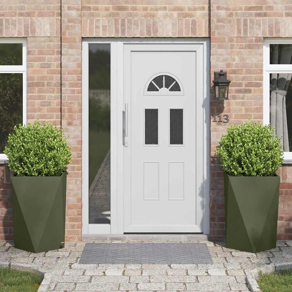 vidaXL Jardinieră 2 pcs Verde măsliniu 50 x 50 x 75 cm Oțel