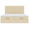 vidaXL Cadru de pat otoman cu saltele crem 180x200cm stofa