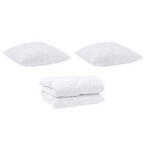 vidaXL Duvet cu perne cu pernă 3 pcs Alb Microfibră și Pene de Rață