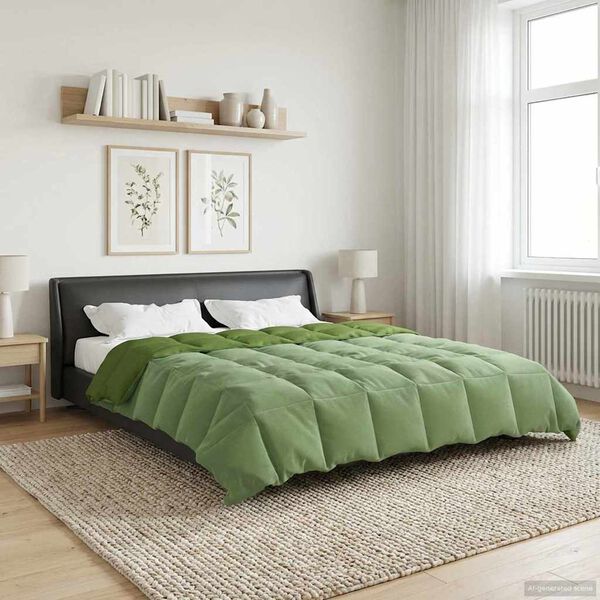 vidaXL Duvet de iarnă Patos Verde 200 x 200 cm Microfibră