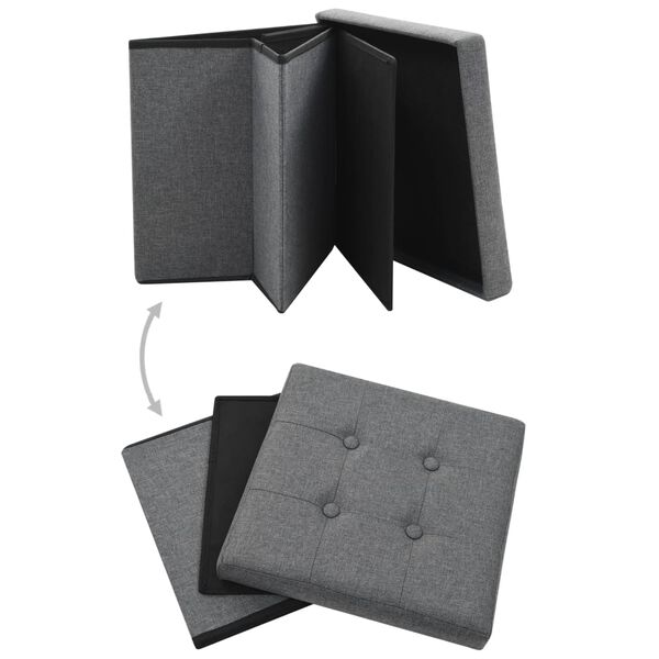 vidaXL Taburete de depozitare pliabile, 2 buc., gri închis, textil