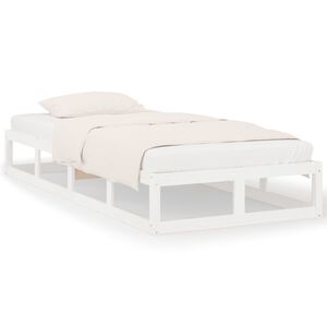 vidaXL Cadru de pat mic single, alb, 75x190 cm, lemn masiv