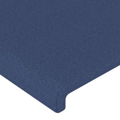vidaXL Tăblie de pat cu LED, albastru, 200x5x118/128 cm, textil
