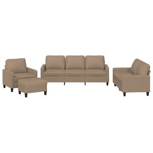 vidaXL Set de canapele cu perne, 4 piese, cappuccino, piele ecologică
