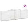 vidaXL Coșuri gabion arcuite 9 buc. 400x30x120/140 cm, fier galvanizat