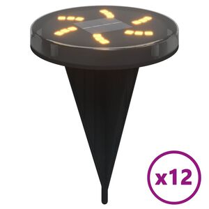 vidaXL Lămpi solare cu țăruși de sol pentru exterior, 12 buc. alb cald