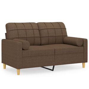 vidaXL Canapea cu 2 locuri cu pernuțe, maro, 120 cm, textil