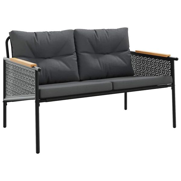 vidaXL Set mobilier de balcon, 5 piese, cu perne, negru, oțel