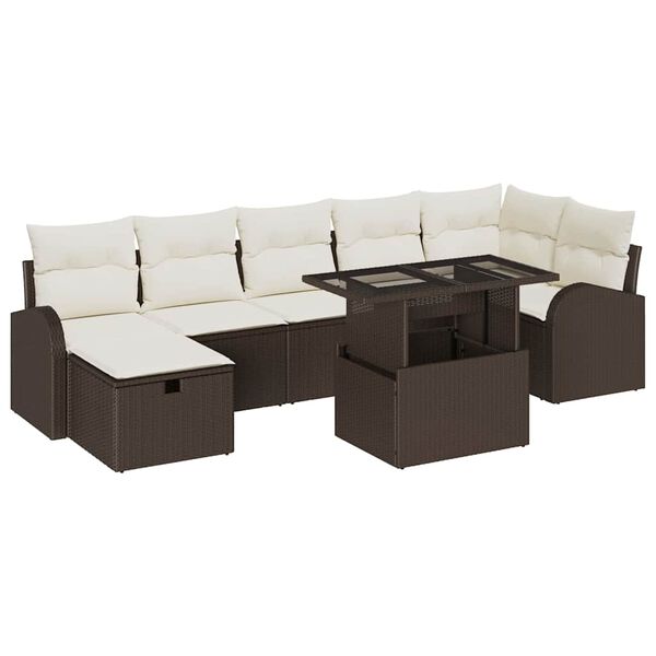 vidaXL Set de canapele pentru grădină cu pernă 8 pcs Maro Rattan poli
