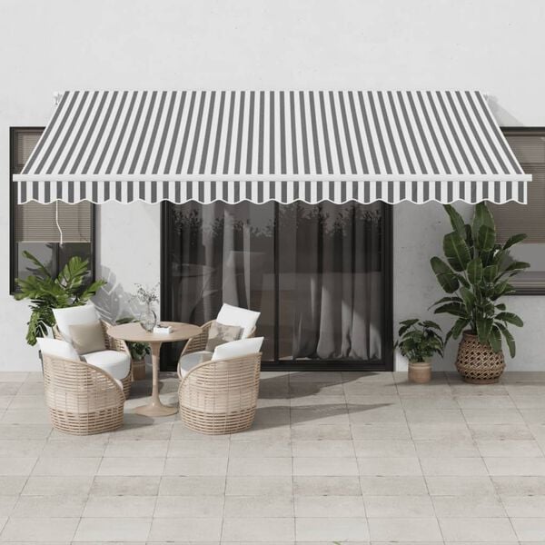 vidaXL Copertină retractabilă automat cu LED, antracit/alb, 450x350 cm