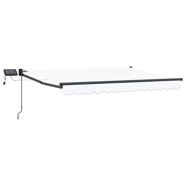 vidaXL Marchiză retractabilă manuală cu led-uri Alb 3 x 2,5 m