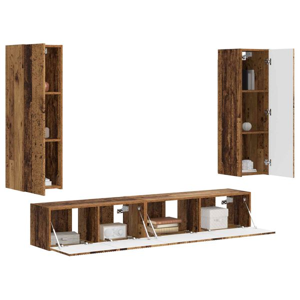 vidaXL Set comodă TV Pe perete 3 pcs Lemn vechi Lemn compozit