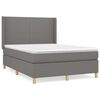 vidaXL Pat box spring cu saltea, gri &icirc;nchis, 140x190 cm, textil