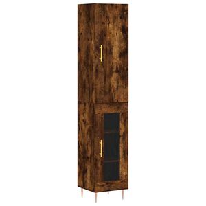 vidaXL Dulap &icirc;nalt, stejar fumuriu, 34,5x34x180 cm, lemn prelucrat
