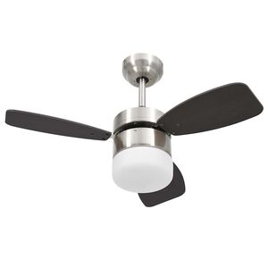 vidaXL Ventilator tavan cu iluminare/telecomandă, maro &icirc;nchis, 76 cm