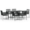 vidaXL Set mobilier grădină cu perne, 7 piese, negru, poliratan & oțel