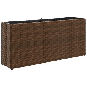vidaXL Jardinieră de grădină cu 2 ghivece, maro, 90x20x40 cm poliratan