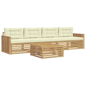 vidaXL Set de canapele de exterior 5 buc. Alb și crem