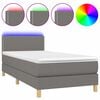 vidaXL Pat cu arcuri, saltea și LED, gri &icirc;nchis, 100x200 cm, textil