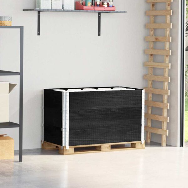 vidaXL Rame pentru paleți, 3 buc., negru, 100x150 cm, lemn masiv pin
