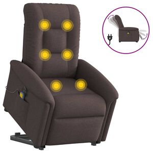 vidaXL Fotoliu electric masaj rabatabil cu ridicare maro &icirc;nchis textil