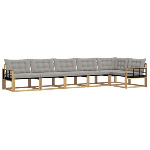 vidaXL Set de canapele de exterior cu pernă 6 pcs Alb și gri deschis