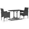vidaXL Set mobilier de grădină, 3 piese, negru