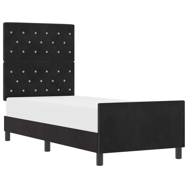 vidaXL Pat cu arcuri cu headboard Negru 80 x 200 cm Catifea