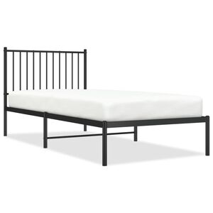 vidaXL Cadru pat metalic cu tăblie, negru, 90x200 cm