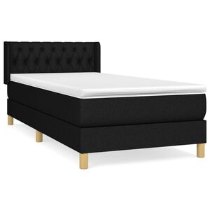 vidaXL Pat box spring cu saltea, negru, 90x190 cm, textil