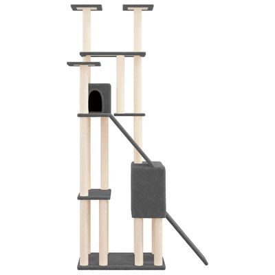 vidaXL Ansamblu de pisici, stâlpi din funie sisal, gri închis, 190 cm
