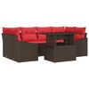 vidaXL Set de canapele pentru grădină 7 buc. Maro și roșu Rattan poli
