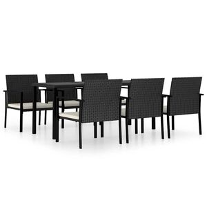 vidaXL Set mobilier de grădină, 7 piese, negru, poliratan