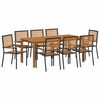 vidaXL Set de masă pentru grădină 9 buc. Negru Lemn Solid de Acacia
