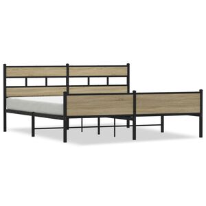 vidaXL Cadru de pat metalic fără saltea, stejar sonoma, 193x203 cm