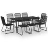 vidaXL Set mobilier de exterior, 9 piese, poliratan și sticlă