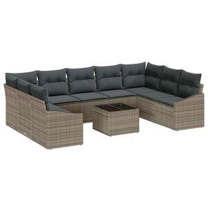 vidaXL Set de canapea 10 buc. Gri poliratan