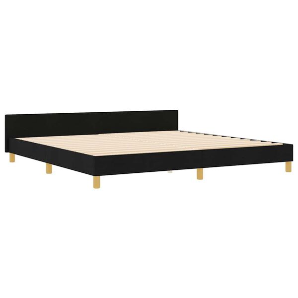 vidaXL Cadru de pat cu headboard Negru 200 x 200 cm țesătură