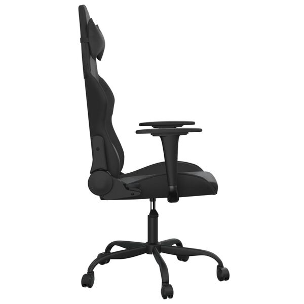 vidaXL Scaun de gaming de masaj, negru, piele ecologică