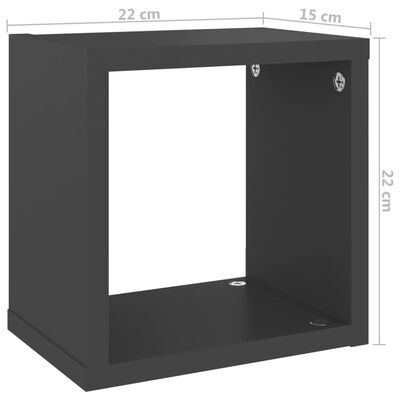 vidaXL Rafturi de perete cub, 4 buc., gri, 22x15x22 cm
