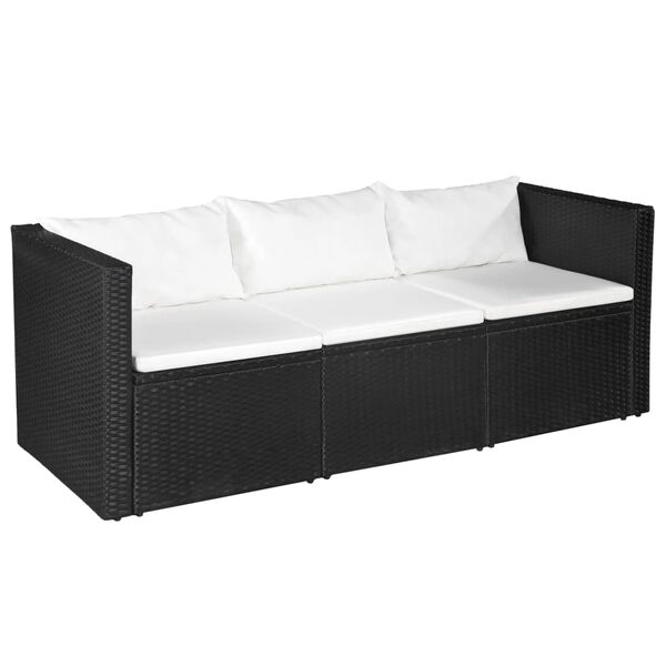 vidaXL Set mobilier de grădină, 4 piese, negru & alb, poliratan