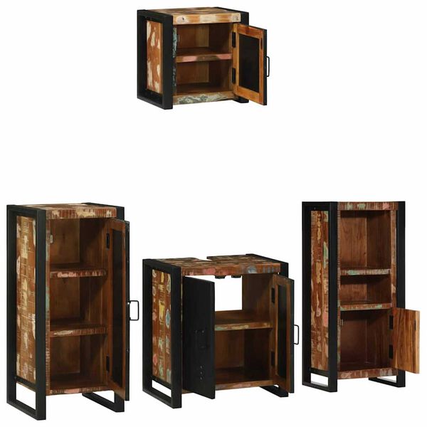 vidaXL Set de mobilier pentru baie 4 pcs Maro Lemn de mango solid