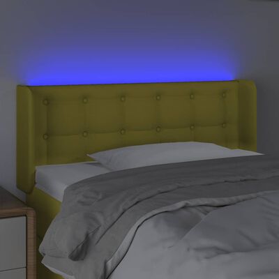 vidaXL Tăblie de pat cu LED, verde, 93x16x78/88 cm, textil